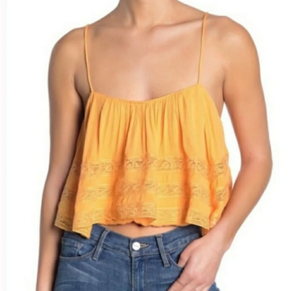Free People Home Again Cropped Orange Cami In Size Medium